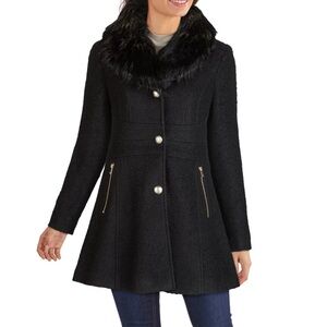Guess Black Faux Fur Coat